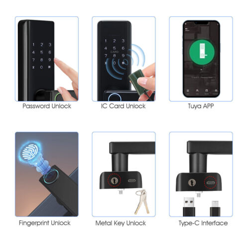 Smart Door Lock Handle, Key/Fingerprint/Password/APP Control Door Pgjlbxxnxxsbb - Picture 8 of 13
