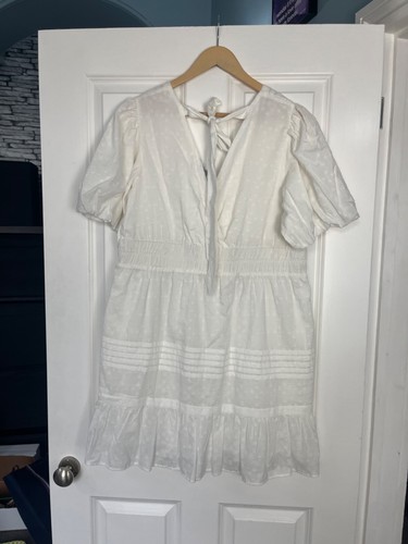 New OLIVER BONAS Ivory White V-NECK MINI Dress SUMMER Size UK 14 RRP £75 - Picture 4 of 4