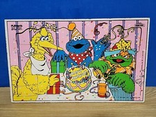 1982 Sesame Street Playskool Birthday Party 25 Piece Pressboard Tray Puzzle