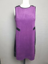 Cherry Couture T1 Dress Purple with Faux Black Leather Trim Stretch fit uk 8-10