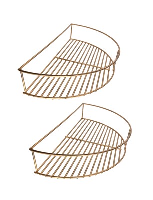 Pair 2 Vintage Half Moon Round Edge Wire Wall Shelf Shelves Bathroom or Any Room