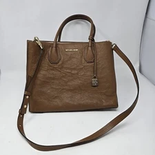 Michael Kors Mercer Large Pebbled-Leather Satchel /Tote (Acorn) 30F6GM9T3L-230