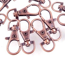 8 Large Antique Copper Pewter Swivel Lobster Clasps 35mm Key Rings, Leashes