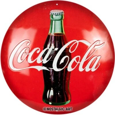 NOSTALGIC-ART Coca Cola Nostalgie rundes Blechschild 35 cm Logo red Flasche Getränk