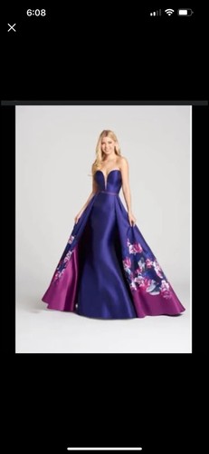 NWT Elle Wilde Purple and Floral Formal/Prom Dress- Strapless Size 4
