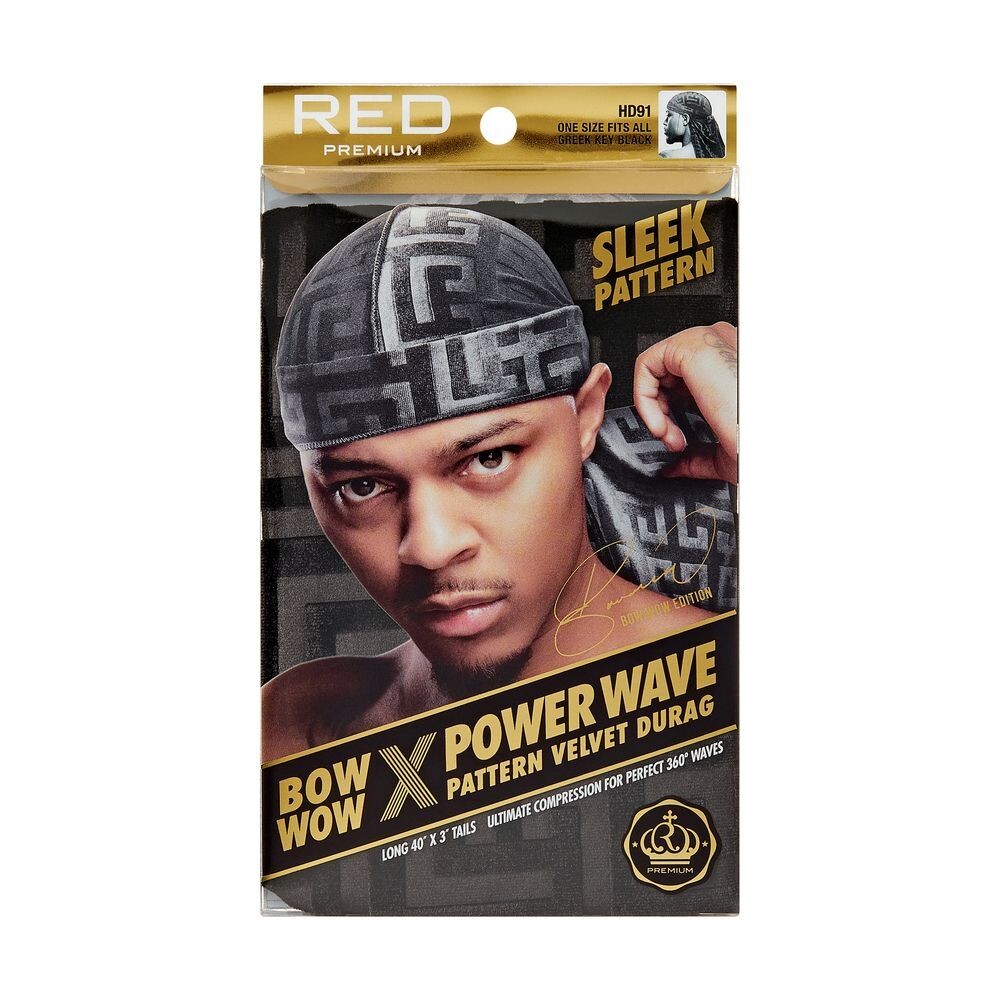RED BY KISS BOW WOW X POWER WAVE PATTERN VELVET DURAG 40