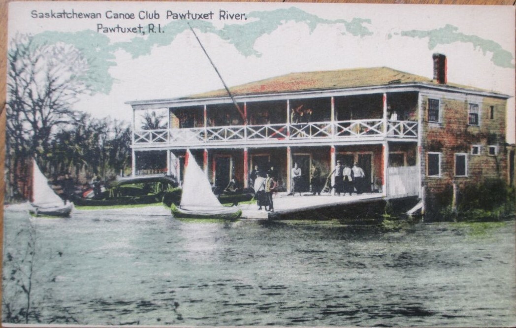 Pawtuxet, RI 1910 Postcard Saskatchewan Canoe Club, River Rhode