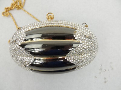 ASPECTS  EVENING BAG, METAL WITH DECORATIVE GEMS, CHAIN HANDLE