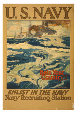 U.S. NAVY - HELP YOUR COUNTRY - ENLIST vintage ad poster COLLECTORS 20x30