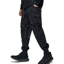 Niepce Men's Classic Black Pants Techwear Streetwear Joggers with Straps