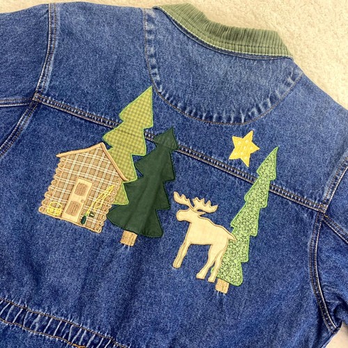 Vintage Christopher & Banks Chore Jacket Womens Sz L Blue Denim Western Lodge - Picture 13 of 15