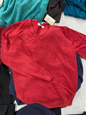 Easy Premium Qualität V-Ausschnitt Herren Pullover - Größe S - ROT