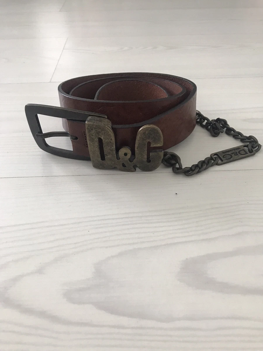 Cintura Dolce &amp; Gabbana Pelle Rossa E Gialla Con Cristalli Logo - Taglia 70-75 Cm S