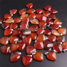 30pcs Natural Red Agate Stone Heart Gemstone Beads Pendants DIY Jewelry Making