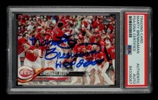 Marty Brennaman Signed 2018 Topps #352 Cincinnati Reds Card Inscribed HOF PSA