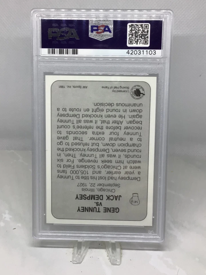 1991 AW Sports Boxing #141 Gene Tunney/Jack Dempsey II PSA 7 - Image 2 of 2