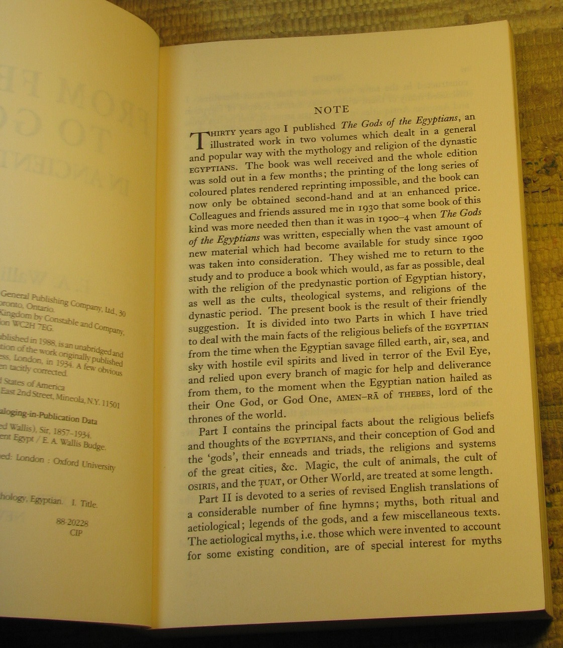 FROM FETISH TO GOD IN ANCIENT EGYPT by E A Wallis Budge 1988 Dover 1st Ed Paperb