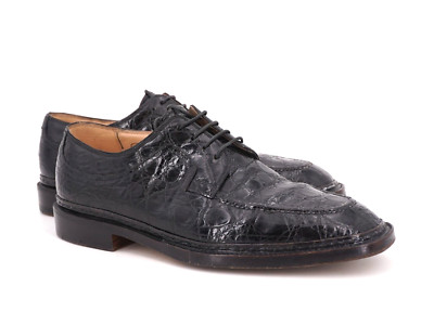$5900 | BRIONI x SILVANO LATTANZI 7.5 8 NORWEGER DERBY BLACK CROCODILE BOX