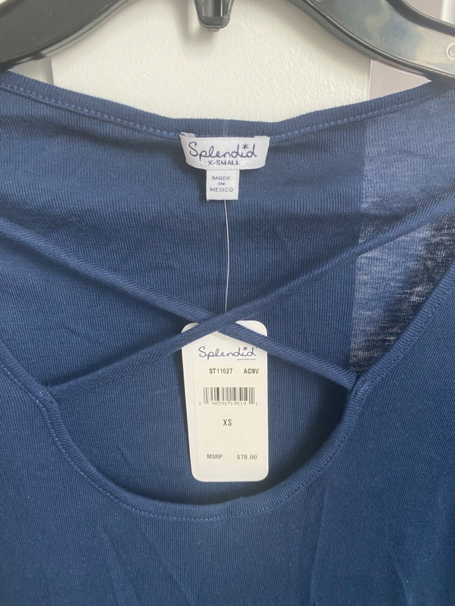 Splendid XS Navy Blue Top with cross feature | eBay