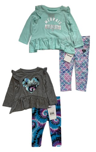 NWT Hurley Baby Girl Long Sleeve Top and Leggings 2-3 PC Set; Sz 12M, 18M, 24M - 第 1/6 張圖片