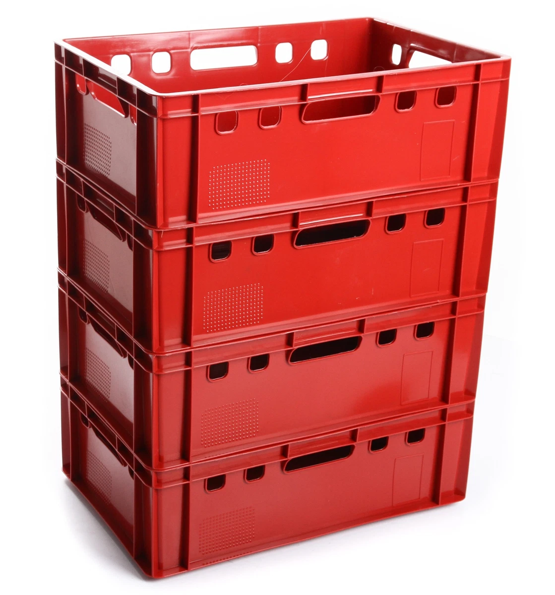 10x Gastlando Fleischerkisten E1 – Stapelbare Lagerkisten Aus Kunststoff, Lebensmittelneutral, Rot – Made In Germany