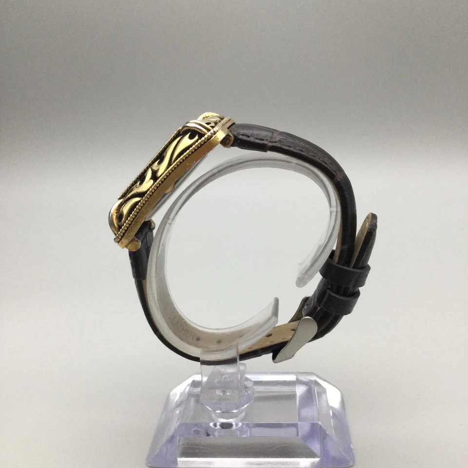 Reloj De Colección Crown Trifari Mujer 32mm Tono Dorado 17 Joyas Correa Cuero Cuerda Manual Foto 3 de 4