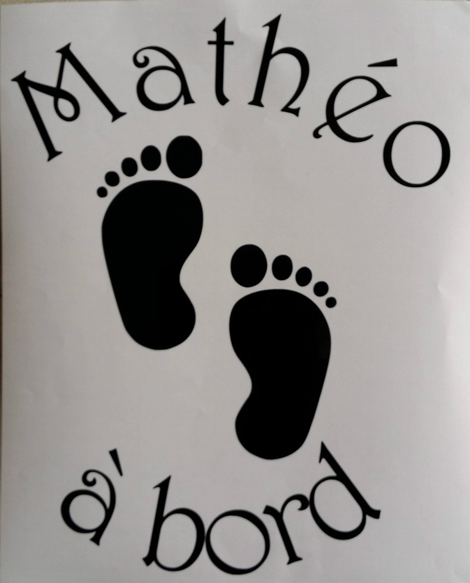 Autocollant Empreinte De Pieds "Bébé à Bord" - Personnalisable - Pour Voiture, Moto, Etc.