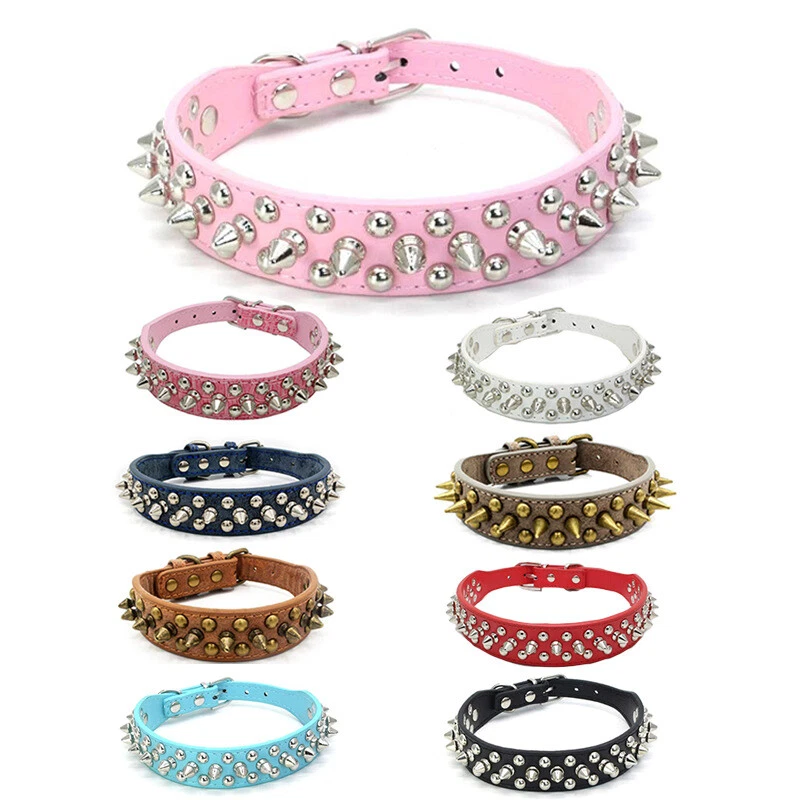 Spikad Studed Dog Rivet Adjustable PU Leather  for Pet XXS M L XL XXL 9 Color - Image 4 of 4