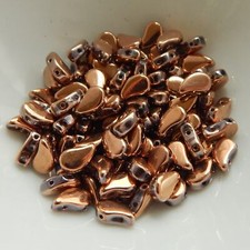 30 Beads - Paisley Duo Two Hole Full Capri Gold Czech Glass