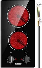 2 Burner Electric Cooktop 12 Inch Built-In Electric Stove Top, 220V- 240V Radian