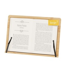 Large Bamboo Book Stand, Adjustable Holder, Large  15.35 11in  , Brown