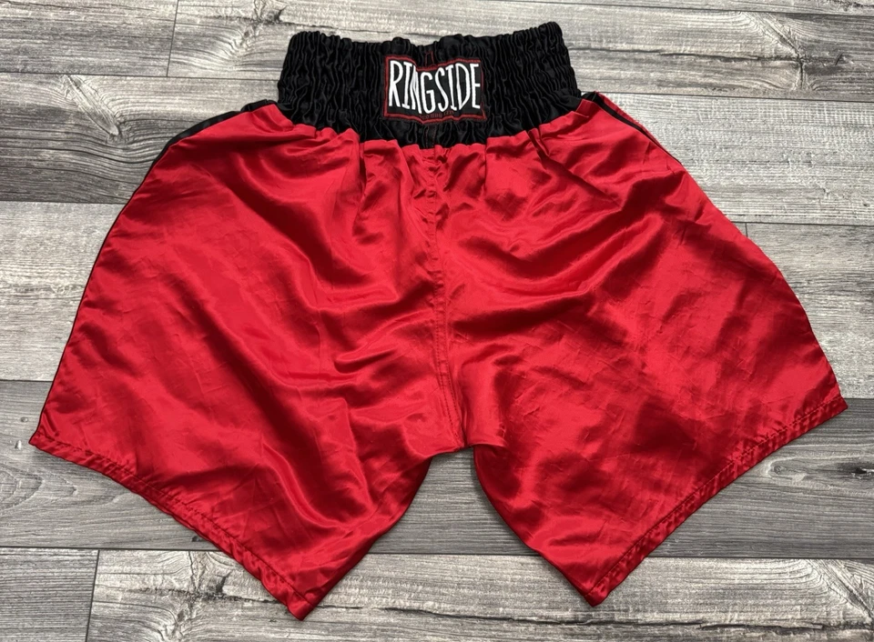 Evander Holyfield Boxing Shorts “Real Deal” Ringside Red & Black Adult Sports - Image 2 of 4
