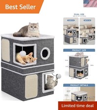 2-Storey Cat Houses for Indoor Cats, Dual-Purpose Double Large Cat Beds Cave ...