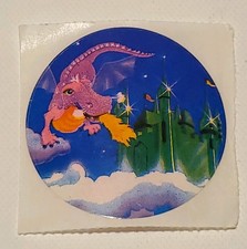 Lisa Frank Dragon Sticker Round Vintage 1982