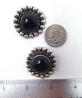Large 925 Mexico Taxco TD-35 Black Onyx Pebbled Sterling Clip Earrings 28 grams — photo 8