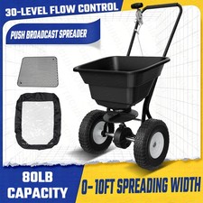 80lb Capacity Walk-behind Black Broadcast Spreader For Salt Fertilizer Seeds New