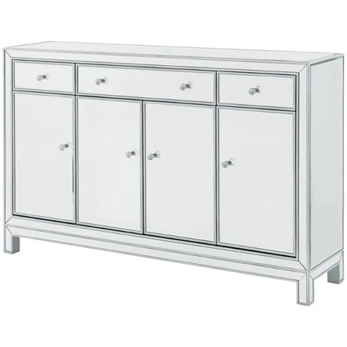Elegant Decor Reflexion 4 Door 56" Mirrored Buffet Cabinet in Antique Silver - Picture 1 of 11