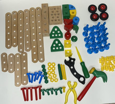 BRIO MEC Construction Set Wood Plastic Building Toys Tools 100 pieces Vintage