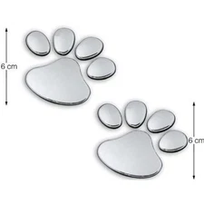 Dog paw print sticker seal paw pad car sticker 3D set of 4 silver