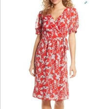 Chelsea28 Floral Print Faux Wrap Dress XXS
