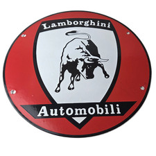 Vintage Lamborghini Sports Car Porcelain Sign - Auto Service Dealer Automobilia