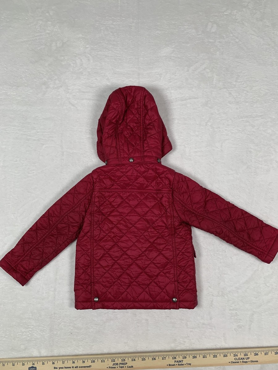 Burberry Children Puffer Jacket Girls 2Y Red Quilted Hooded Nova
