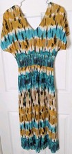 Bebop Tie Dye Women's Double V-neck Dress Elastic Waist Sz Small Lightweight