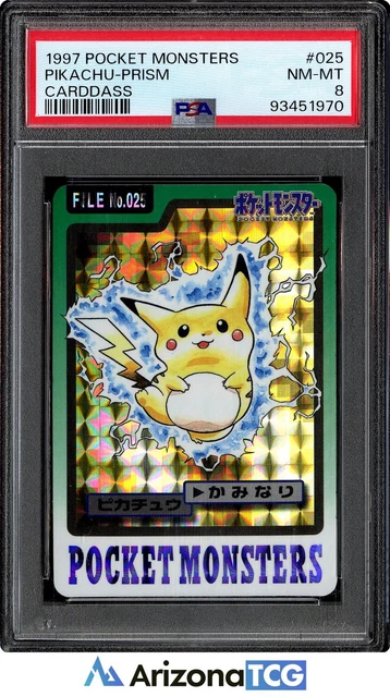 Pokemon 1997 Pikachu 025 Prism Carddass Japanese PSA 8