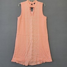 As U Wish Pink Mini Dress Women Size S Embroidery Sleeveless Shift Keyhole Lined