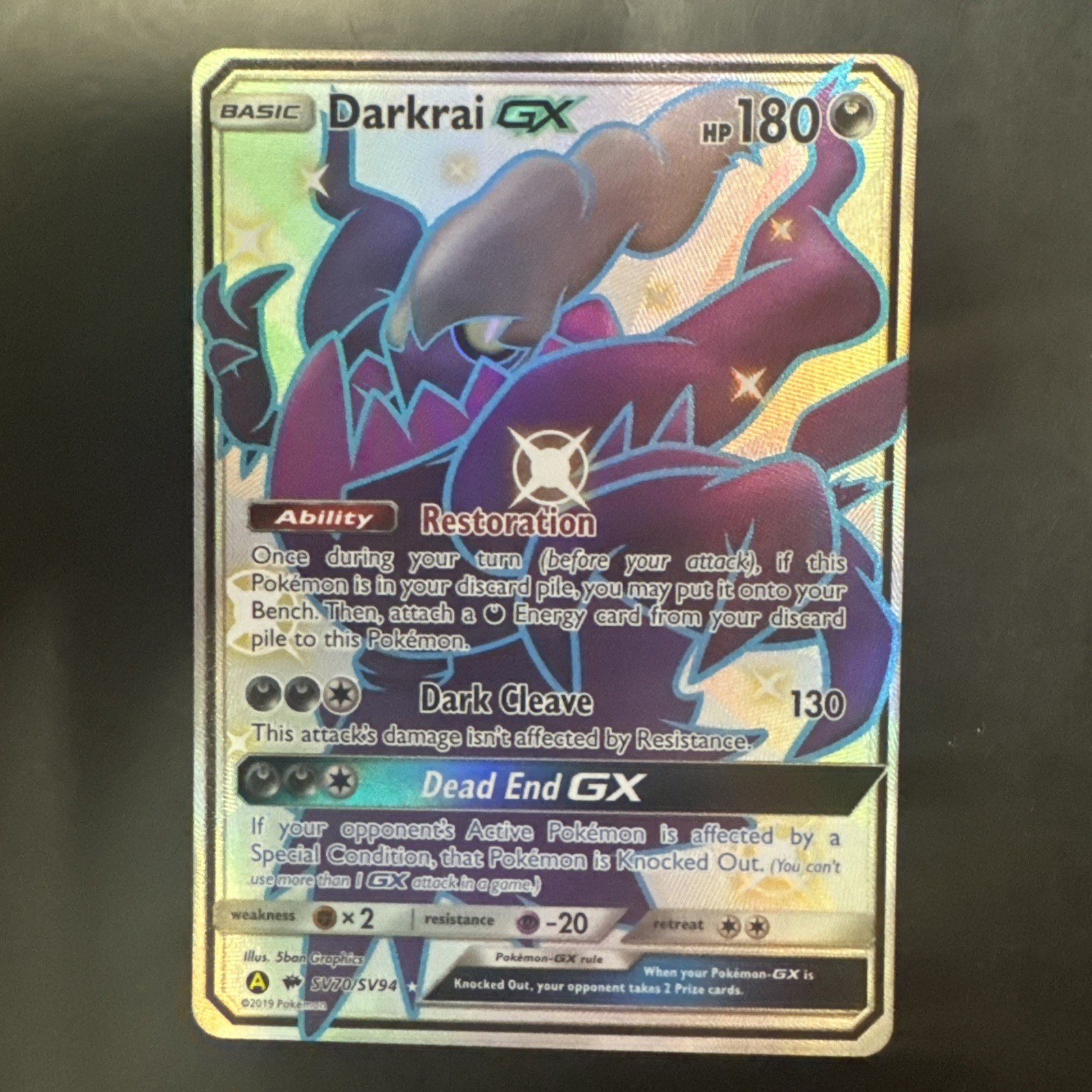 Darkrai GX Shiny Holo Rare Hidden Fates: Shiny Vault SV70/SV94