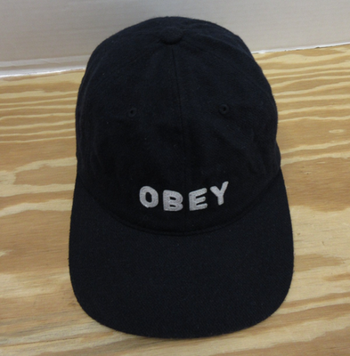 Obey Hat Cap Men Strapback Black Worldwide Wool Blend Spell Out