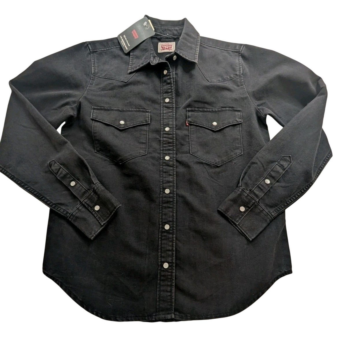 Levis Womens Ultimate Western Shirt S Black Pearl Snap Cowgirl