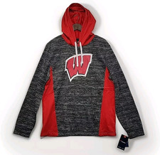 Brand New NCAA Wisconsin Badgers Grey Red Pullover Hoodie Size Large