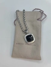 David Yurman Black Onyx Snake Chain Vintage 17.5 Inch Necklace Sterling Silver